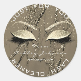 Beauty Salon Glitzer Marble Gold Lashes Runder Aufkleber