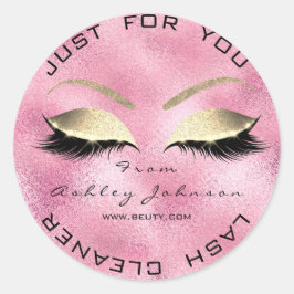 Beauty Salon Glitzer Pink Gold Lash Cleaner Glass Runder Aufkleber