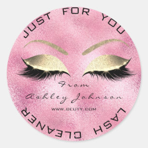 Beauty Salon Glitzer Pink Gold Lash Cleaner Glass Runder Aufkleber