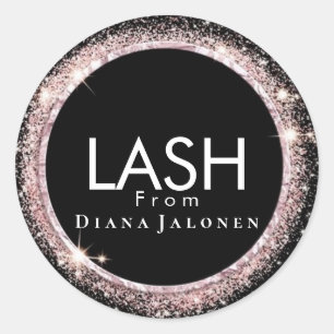 Beauty Salon Glitzer Pink Lash Metal Silver Runder Aufkleber