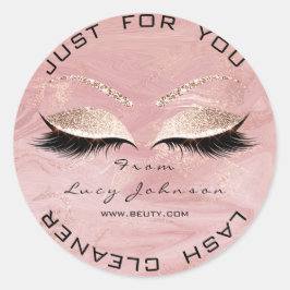 Beauty Salon Glitzer Pink Marblel Lashes Runder Aufkleber
