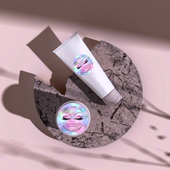 Beauty Salon Glitzer Pink Ombre Lashes Reinigungsm Runder Aufkleber (Beauty Salon Glitter Pink Ombre Lashes Cleaner Classic Round Sticker)