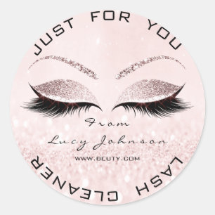 Beauty Salon Glitzer Pink Pastel Lashes Reiniger Runder Aufkleber
