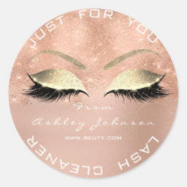 Beauty Salon Glitzer Rosa Rose Gold Lash Cleaner Runder Aufkleber