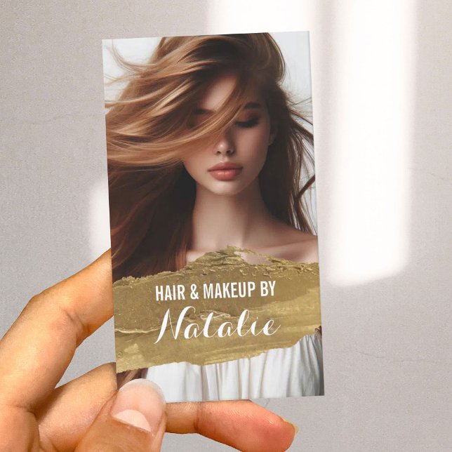 Beauty Salon Gold Lipstick Stain Foto Visitenkarte (Von Creator hochgeladen)