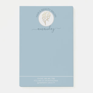 Beauty Salon Golden Logo Friseur Blue Adresse Post-it Klebezettel