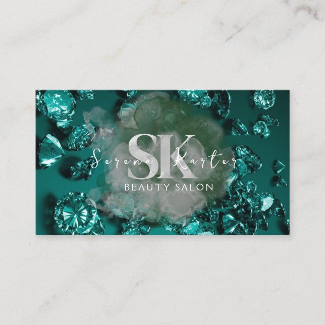 Beauty Salon Green Diamonds Visitenkarte (Vorderseite)