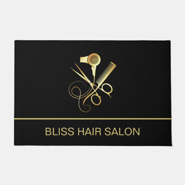 Beauty Salon Hairstylist Custom Black Fußmatte (Vorderseite)