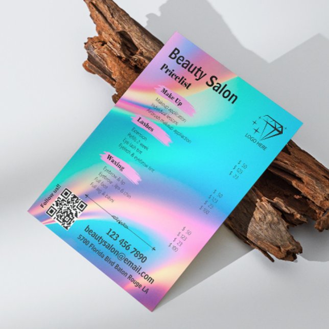 Beauty Salon Holographic Aesthecian Add-Logo Flyer (Beauty Salon Holographic Aesthetician Add Logo Flyer)