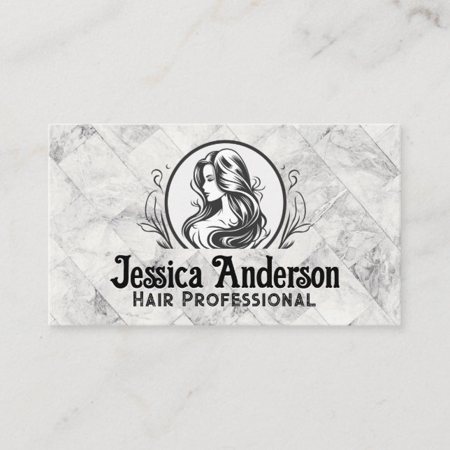 Beauty Salon Logo | Marmorfliesen Visitenkarte (Vorderseite)