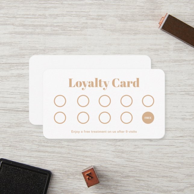 Beauty Salon Loyalty Card Einfaches Gold, weiß Treuekarte (Vorderseite/Rückseite Beispiel)