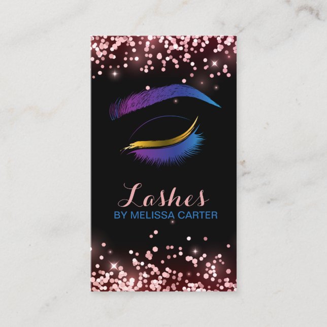 Beauty Salon Makeup Artist Brows Lash Extensions Visitenkarte (Vorderseite)