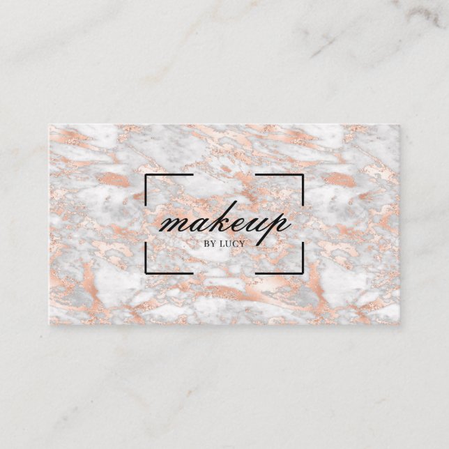  Beauty Salon Makeup Rose Goldene Marmor  Visitenkarte (Vorderseite)
