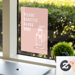 Beauty Salon Minimalistisch Pink Sanitize Hände h Fensteraufkleber