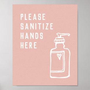 Beauty Salon Minimalistisch Pink Sanitize Hände hi Poster