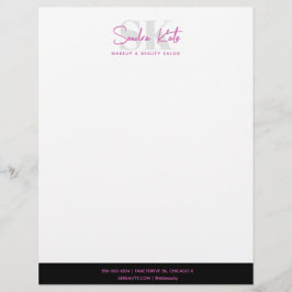 Beauty Salon Monogram Custom Logo Black Pink White Briefbogen