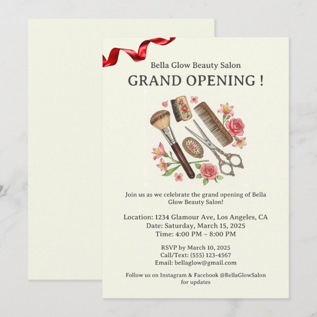Beauty Salon Niedlich Grand Opening Einladung (Vorne/Hinten)