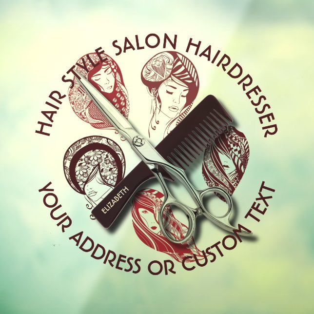 Beauty Salon oder Haar Stylist Name  Fensteraufkleber (Blatt 3)