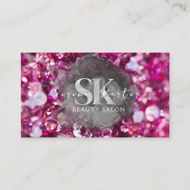 Beauty Salon Pink Diamonds Visitenkarte (Vorderseite)
