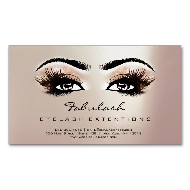 Beauty Salon Rosa Rose Gold Adress Makeup Lashes Magnetische Visitenkarte (Vorderseite)