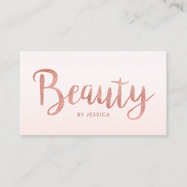 Beauty Salon Rose Gold Hair Nails Kosmetologe Visitenkarte (Vorderseite)