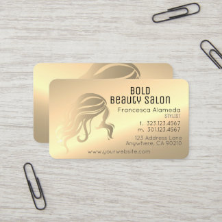 Beauty Salon Stylist Metallic 14k Gold Brass Visitenkarte
