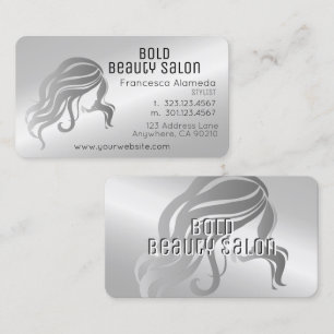 Beauty Salon Stylist Metallisch Platinum Silber Visitenkarte