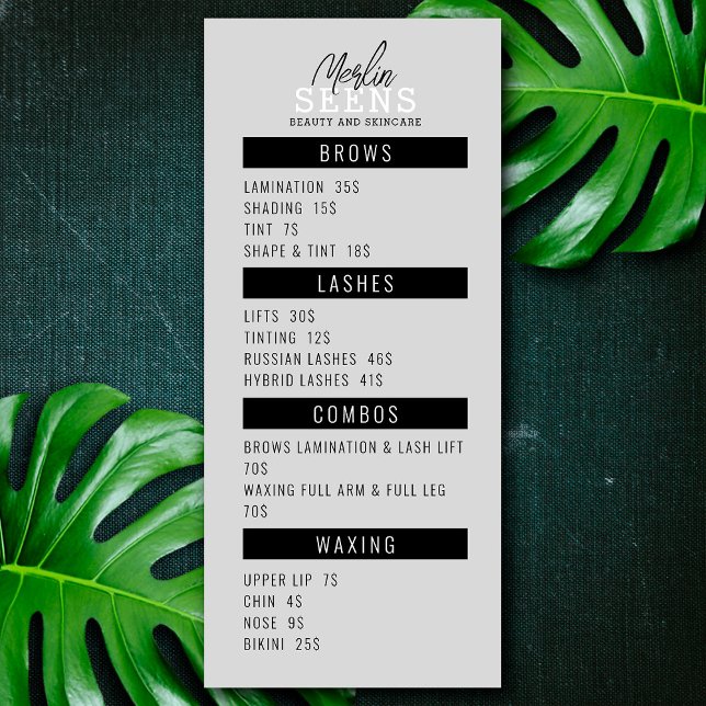 Beauty Salon Treatment Menu Design Menükarte (Von Creator hochgeladen)
