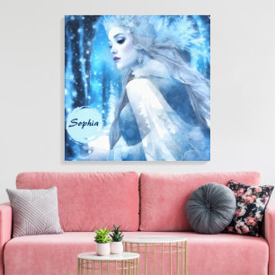 Beauty Snow Queen im Winter Wonderland gefroren Leinwanddruck