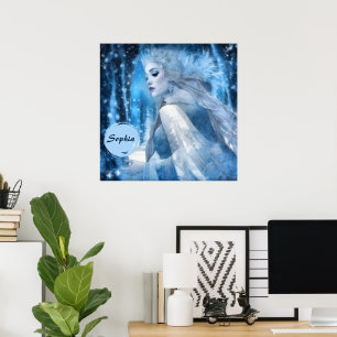 Beauty Snow Queen im Winter Wonderland gefroren Poster