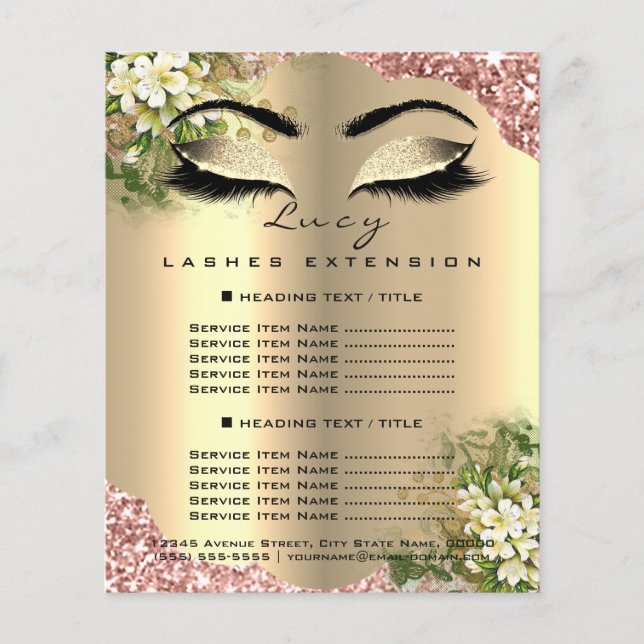 Beauty Studio Eyelashes Makeup Artist Price List Flyer (Vorne)