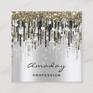 Beauty Studio Friseur Makeup Gray Gold Diamond Quadratische Visitenkarte