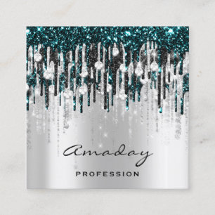 Beauty Studio Friseur Makeup Gray Tropfen Diamond Quadratische Visitenkarte