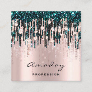 Beauty Studio Friseur Makeup Rose Tropfen Diamond Quadratische Visitenkarte