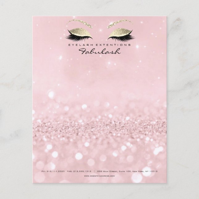 Beauty Studio Lashes Makeup Stylist Gold Pink Flyer (Vorne)