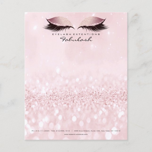Beauty Studio Lashes Makeup Stylist Pastell Pink Flyer (Vorne)