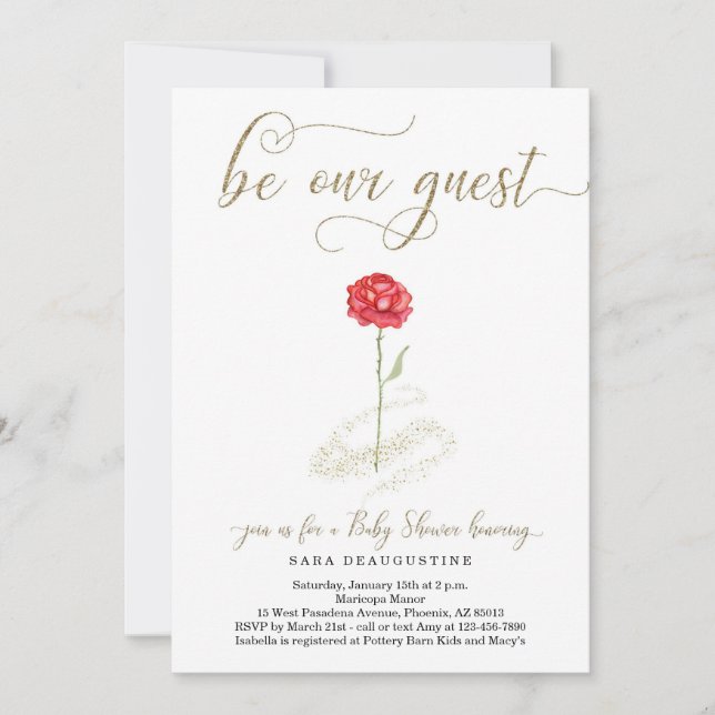 Beauty & the Beast Baby Shower Einladung (Vorderseite)