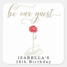 Beauty & The Beast Birthday Bridal Wedding Quadratischer Aufkleber
