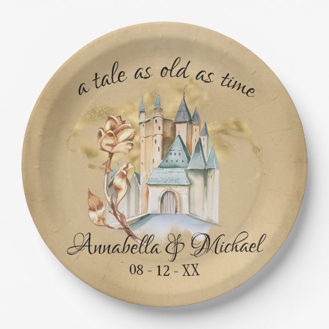 Beauty und das Biest Fairytale Burg und Rose Pappteller (Vorderseite)