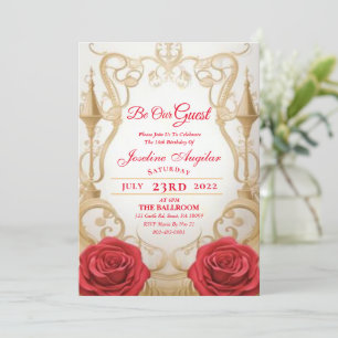 Beauty und die Rose Biest Burg Süß 16 Einladung