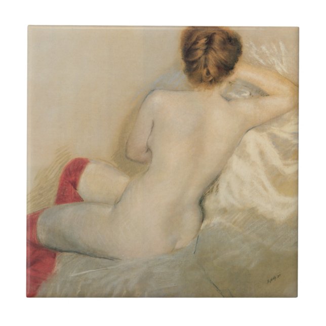 Beauty von Frauen mit roten Strümpfen Fliese (Vorderseite)