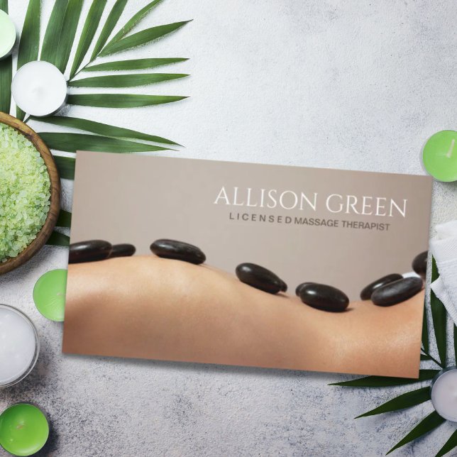 Beauty WELLNESS-CENTER Akupressur Hot Stone Massag Visitenkarte (Beauty SPA Acupressure Hot Stone Massage Salon Business Card)