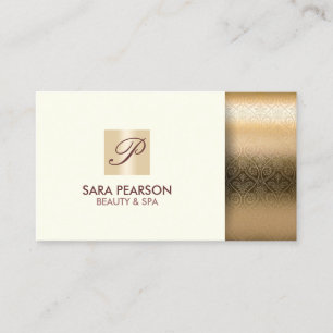 Beauty Wellness-Center Elegante Gold Monogram Visitenkarte