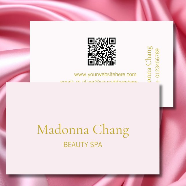 Beauty Wellness-Center QR Code Einfach rosa Stilvo Visitenkarte (Von Creator hochgeladen)