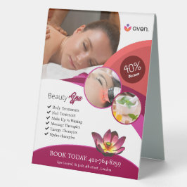 Beauty Wellness-Center Table Zent-Zeichen Tischaufsteller