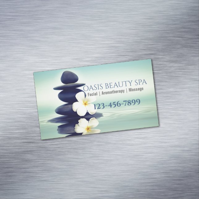 Beauty WELLNESS-CENTER Zen Aromatherapie Massage T Magnetische Visitenkarte (Beispiel)