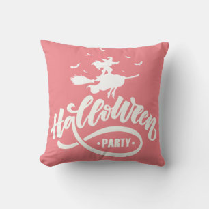 Beauty Witch Flying Broom Halloween Typografie Kissen