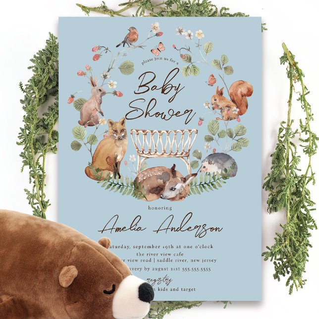 Beaux animaux de bois Baby shower Invitation (Créateur téléchargé)