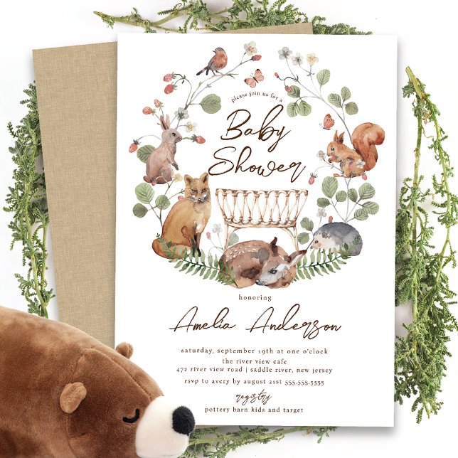 Beaux animaux de bois Baby shower Invitation (Créateur téléchargé)