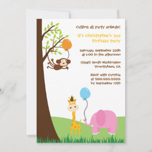 Beaux animaux de fête Invitation amusante à la fêt